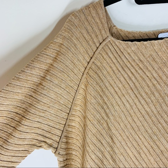 Free People Love & Harmony Wool Blend Asymmetric Hem Sweater Tan size S - Picture 7 of 13